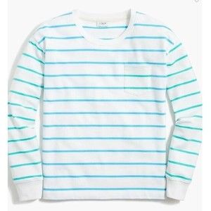 J.Crew Women's Striped Crewneck Pocket Sweatshirt Size Medium Blue Mix Stripes